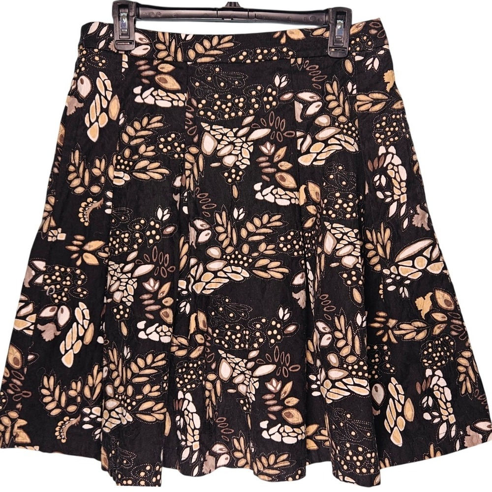 Eva Mendes New York‎ & Company Black Botanical Jacquard A-Line Skirt Pockets 10